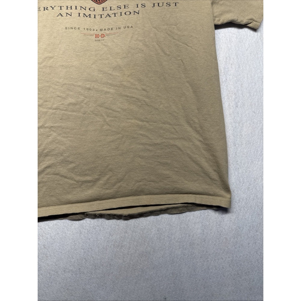 Vintage 1998 Harley Davidson Genoa Ohio T Shirt Hanes Beefy-T Tan Mens Large - Picture 16 of 16